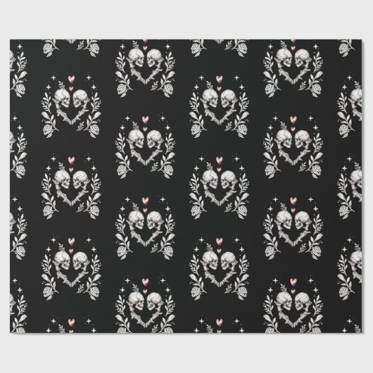 デス ラバーズ ゴシック スケルトン ウェディング ラッピングペーパー (フラット)
