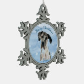 デタカスタマイズイトクリスマスグレートデーンドッグペット スノーフレークピューターオーナメント (左)