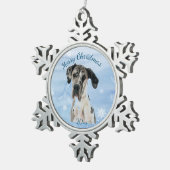 デタカスタマイズイトクリスマスグレートデーンドッグペット スノーフレークピューターオーナメント (右)