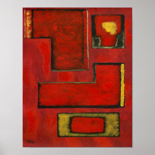 デタッチ抽象芸術ジオメトリアートレッドブ絵画ラックズ ポスター