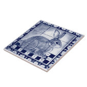 デダムウサギバニーブルーヴィンテージ壁画 タイル (側面)