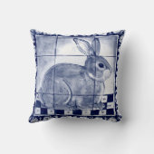 デダムウサギブルーホワイトバニーデルフトタイル壁画 クッション (裏面)