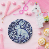 デダムコバルトブルーホワイトラビットガーデン紙プレート ペーパープレート (パーティー)