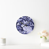 デダムブルーラビックラシックトブルー&ホワイトデザイン ラウンド壁時計 (ホーム)