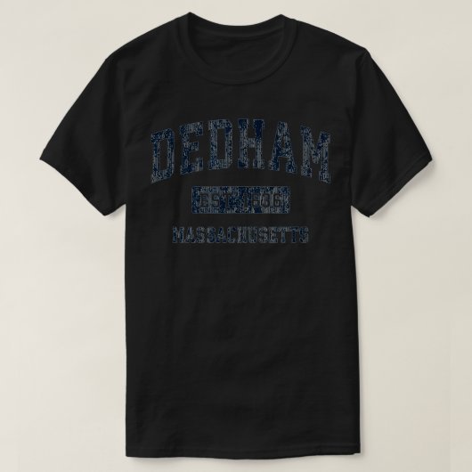 デダムマサチューセッツMAヴィンテージスポーツデザインネイビー Tシャツ (デザイン正面)