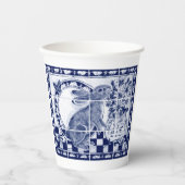 デダムラビットバニーダークブルーホワイトキュートタイルアート 紙コップ (正面)