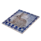 デダムラビットバニーブルーヴィンテージムラルアートセラミック タイル (側面)