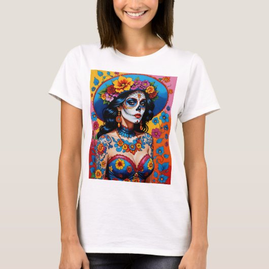 デッカラフルドシュガースカルアートティーの日 Tシャツ (正面)