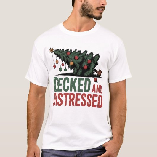 デッキとダストレス | 楽しいクリスマスの木の倒壊 Tシャツ (正面)