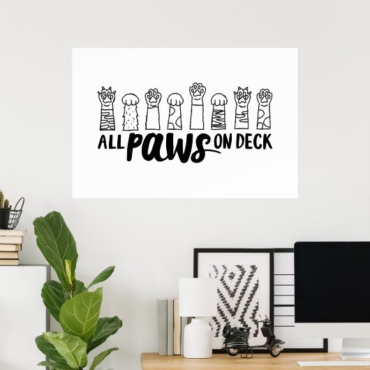 デッキの上の全ての足の名犬引用文里犬 ポスター (ホームオフィス)