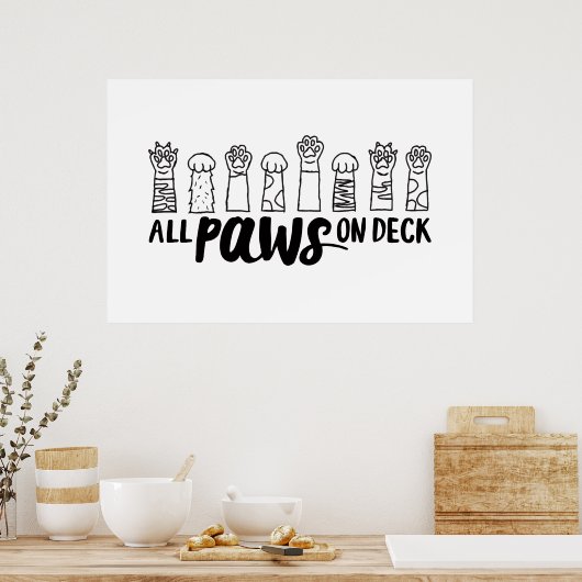 デッキの上の全ての足の名犬引用文里犬 ポスター (キッチン)