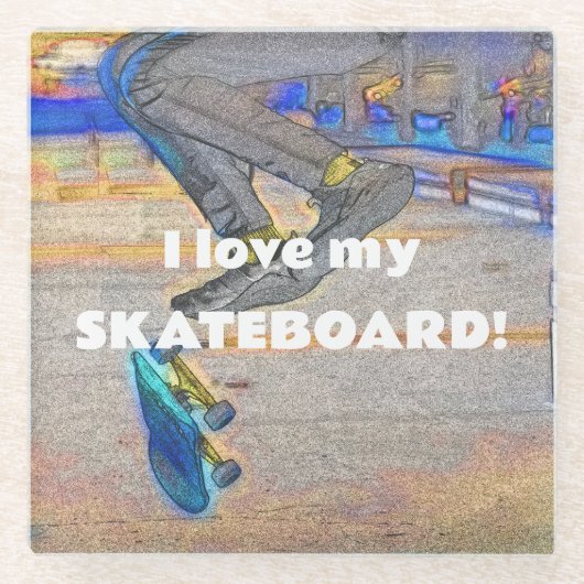 デッキの回転 – スケートボードトリック ガラスコースター (正面)