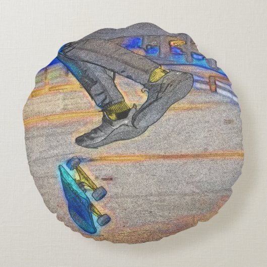デッキの回転 – スケートボードトリック ラウンドクッション (裏面)