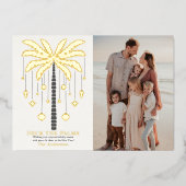 デッキザパームズゴールデンパームツリークリスマスフォト 箔シーズンカード (正面)