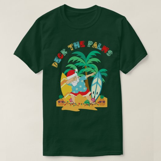 デッキザパームズダビングサンタクリスマストロピカルビーチ Tシャツ (デザイン正面)