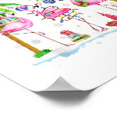 デッキザパームズフラミンゴトロピカルクリスマスライト ポスター (角)