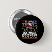 デッキザホールおもしろいの醜いクリスマスセーターのピクルス 缶バッジ (正面&裏面)