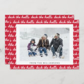 デッキザホールクリスマススクリプトパターンレッドフォト シーズンカード (正面/裏面)