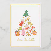 デッキザホールクリスマスツリー装飾金ゴールド 箔シーズンカード (正面)
