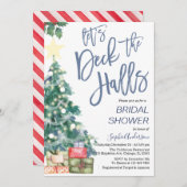 デッキザホールズウィンタークリスマスブライダルシャワー 招待状 (正面/裏面)