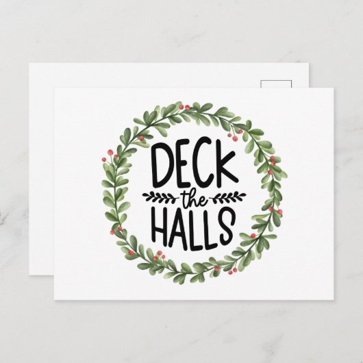 デッキザホールズウォーターカラーリース シーズンポストカード (正面/裏面)