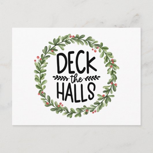 デッキザホールズウォーターカラーリース シーズンポストカード (正面)