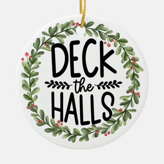 デッキザホールズウォーターカラーリース セラミックオーナメント (正面)