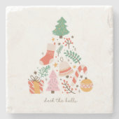 デッキザホールズクリスマスツリーデコレーションホリデイ ストーンコースター (正面)