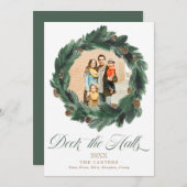 デッキザホールズパインリースホリデーフォトカード シーズンカード (正面/裏面)