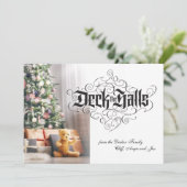 デッキザホールズブラックモダンクリスマスレタリング シーズンカード (スタンド正面)