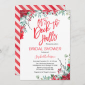 デッキザホールズポインセティシアクリスマスブライダルシャワー 招待状 (正面/裏面)