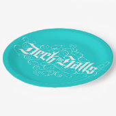 デッキザホールズモダンクリスマスアクアブルーティール（緑がかった色） ペーパープレート (アングル)