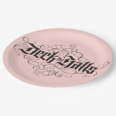 デッキザホールズモダンクリスマス赤面ピンクブラック ペーパープレート (アングル)