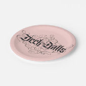 デッキザホールズモダンクリスマス赤面ピンクブラック ペーパープレート (アングル)