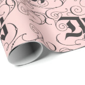 デッキザホールズモダンクリスマス赤面ピンクブラック ラッピングペーパー (ロールコーナー)