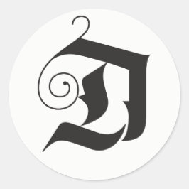 デッキザホールズモダンレタリングモノグラムブラック ラウンドシール