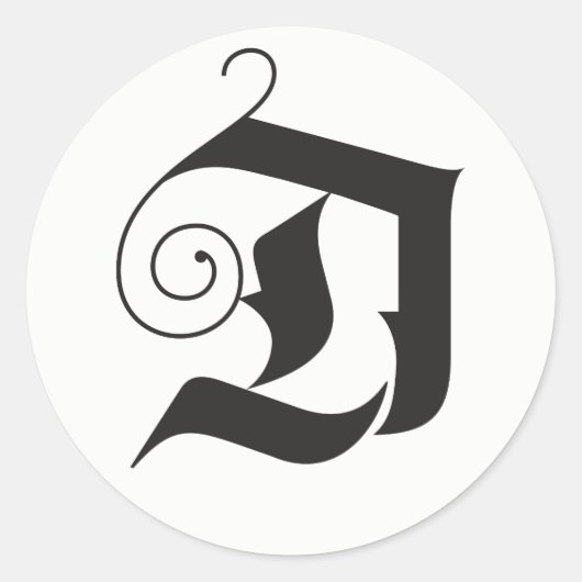 デッキザホールズモダンレタリングモノグラムブラック ラウンドシール (正面)