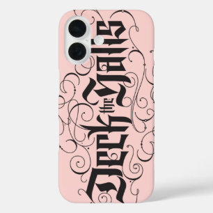 デッキザホールズモダンレタリング赤面ピンクブラック iPhone 16ケース