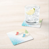 デッキチェアモダンアットシーサイドアート スクエアペーパーコースター (インサイチュ)