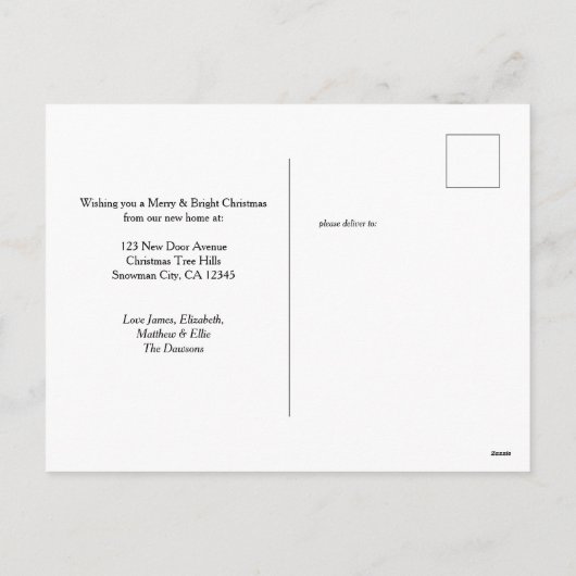 デッキニューホールズクリスマスドアホリデームービング シーズンポストカード (裏面)