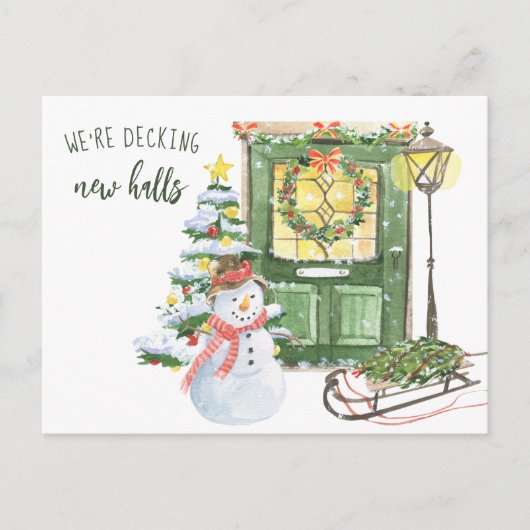 デッキニューホールズクリスマスドアホリデームービング シーズンポストカード (正面)