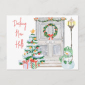 デッキニューホールズクリスマスドア番号ホリデイ シーズンポストカード (正面)