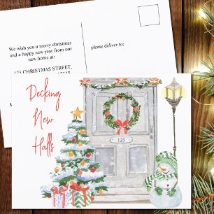 デッキニューホールズクリスマスドア番号ホリデイ シーズンポストカード