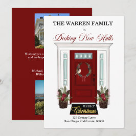 デッキニューホールレッドドアクリスマスフォトムービング シーズンカード