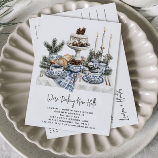 デッキニューホール素朴ウォーターカラーパインホリデイ 案内ポストカード