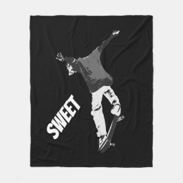 「デッキフリッピング」スケートボードスタント フリースブランケット
