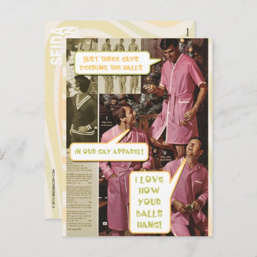 デッキホールおもしろいで陽気なクリスマスの郵便はがき シーズンポストカード (正面/裏面)