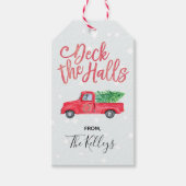 デッキホール|水彩画のレトロの赤いトラック ギフトタグ (正面)