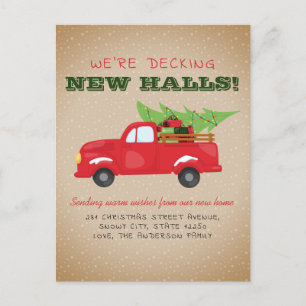 デッキモダンングニューホールレッドトラックホリデームービング 案内ポストカード