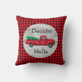 デッキンホールズレッドクリスマスツリートラックピロー クッション (裏面)